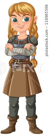 Confident Female Warrior Illustration 118965506