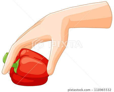 Hand Holding a Red Bell Pepper 118965532