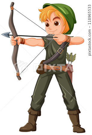 Archer Aiming with Bow and Arrow 118965533