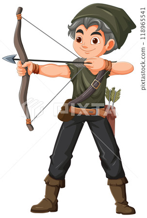 Archer Aiming with Bow and Arrow Archer Aiming with Bow and Arrow 118965541