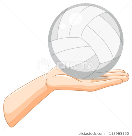 Hand Holding a Volleyball Illustration 118965590