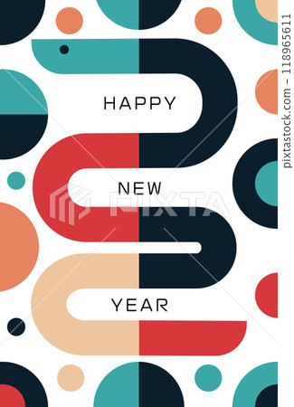New Year's card with colorful snake illustration 118965611