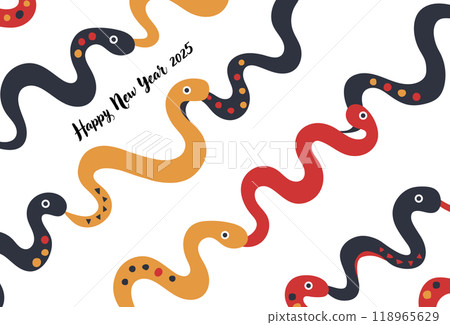 七彩蛇新年賀卡插畫 118965629