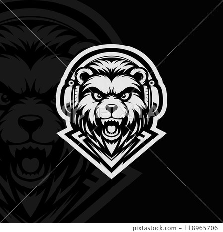 Bear mascot esport logo design, black white Bear mascot esport logo design, black white 118965706