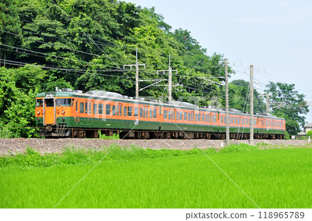 信越幹線 群馬八幡-安中 JR 東日本 115 系列 T1091 編組(高崎) 信越幹線 群馬八幡-安中 JR 東日本 115 系列 T1091 編組(高崎) 118965789
