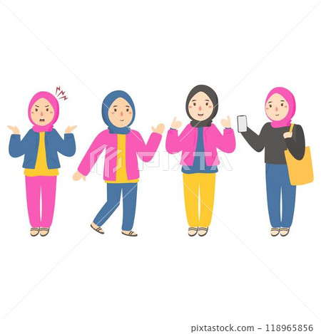 Illustration of young muslim women Illustration of young muslim women 118965856