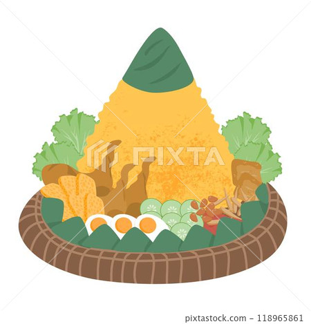 tumpeng nasi kuning indonesian food 118965861