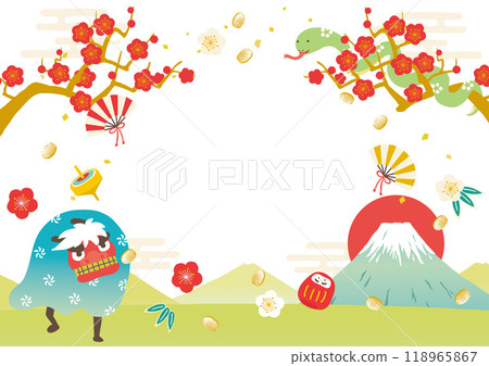Year of the Snake New Year's image illustration A snake climbing a plum tree 118965867