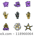 Bundle of Fortune and Magical Illustration, Halloween Vibe and Witches Elements, Colored Handdrawn Style 118966064