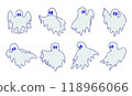 Bundle of Halloween White Ghost Flying Illustration, White Spooky Ghost,Halloween Vibe, Handdrawn Style 118966066