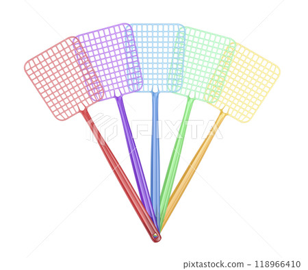 Five colorful plastic fly swatters 118966410