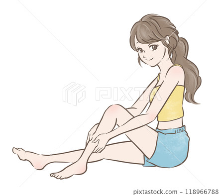 A woman with a foot massage A woman with a foot massage 118966788