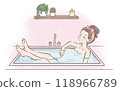 A woman taking a bath 118966789