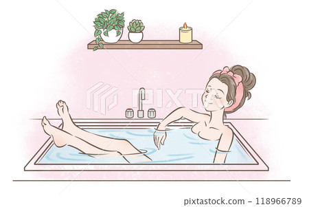 A woman taking a bath A woman taking a bath 118966789