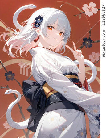 [新年賀卡]2025年新年賀卡插畫素材蛇年（AI圖像） 118966827