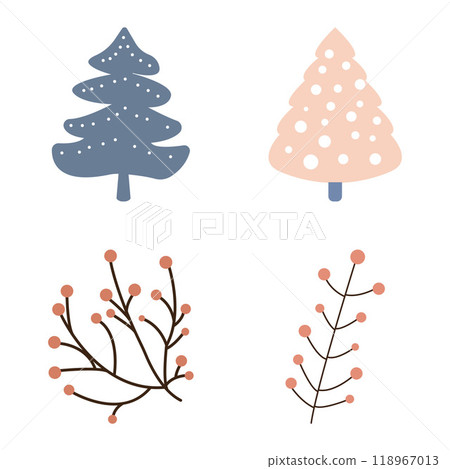 Winter Collection of Nature Pine Fir Conifer Tree Mistletoe Plant Winter Collection of Nature Pine Fir Conifer Tree Mistletoe Plant 118967013