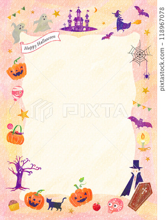 Cute Halloween watercolor background frame Cute Halloween watercolor background frame 118967078