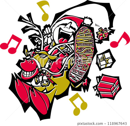聖誕節插畫<音樂聖誕老人與POP馴鹿禮物> 118967643
