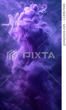 Ethereal purple smoke swirling in air, dramatic abstract background, wallpaper. Generative AI 118967886