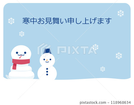 冬季問候雪人蛇年明信片模板 118968634