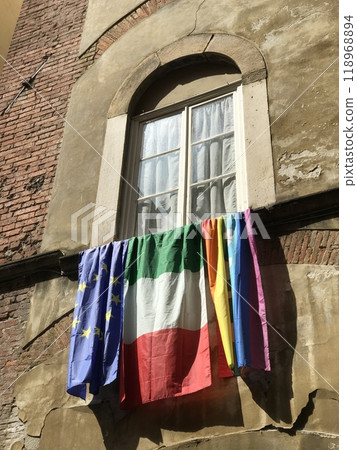 Flags on the window Flags on the window 118968894