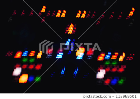abstract colored traces from effects on long exposure from light buttons music mixer abstract colored traces from effects on long exposure from light buttons music mixer 118969501