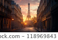 Generative AI Image of Majestic Eiffel Tower with Path Way Apartment Home House Sunset Sunrise Sky 118969843