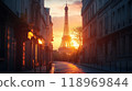 Generative AI Image of Majestic Eiffel Tower with Path Way Apartment Home House Sunset Sunrise Sky 118969844