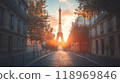 Generative AI Image of Majestic Eiffel Tower with Path Way Apartment Home House Sunset Sunrise Sky 118969846