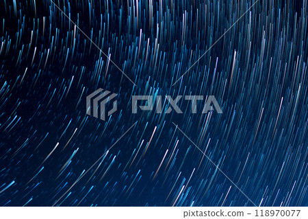 tracks from the stars against the night sky 118970077