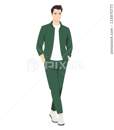 Vector illustration of a man in a green suit 118970773