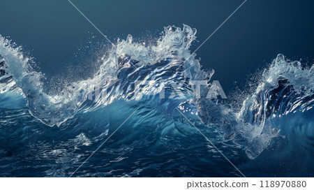 Waves surge and splash with vibrant clarity, reflecting light beautifully while creating an enchanting movement over the water's surface Waves surge and splash with vibrant clarity, reflecting light beautifully while creating an enchanting movement over the water's surface 118970880