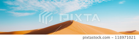 Sand dunes. Desert landscape with beautiful sand dunes and blue sky Sand dunes. Desert landscape with beautiful sand dunes and blue sky 118971021