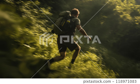 Speed hiking. Running and hiking in the mountains 118971083