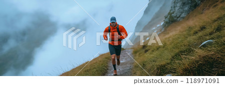 Speed hiking. Running and hiking in the mountains 118971091