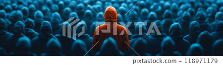 Man standing out of crowd. Individuality. Think different Man standing out of crowd. Individuality. Think different 118971179