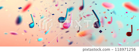 Floating musical notes. Abstract music notes background 118971256