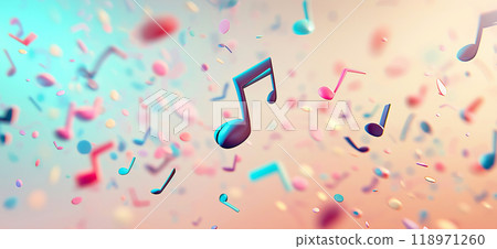 Floating musical notes. Abstract music notes background 118971260