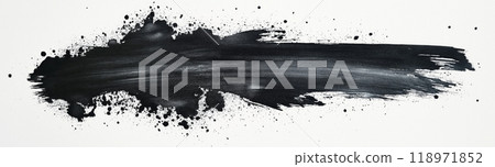 A black watercolor stroke on white background. Brush stroke 118971852