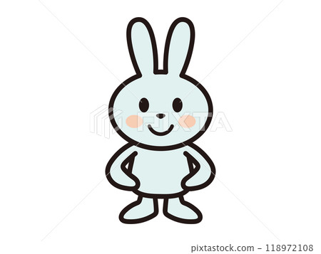 一隻可愛的兔子驕傲地站著的插圖 一隻可愛的兔子驕傲地站著的插圖 118972108