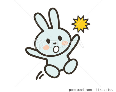 一隻可愛的兔子跳起來並感到驚訝的插圖 一隻可愛的兔子跳起來並感到驚訝的插圖 118972109