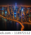 霧霾籠罩下的市中心夜景 118972112