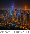 霧霾籠罩下的市中心夜景 118972114