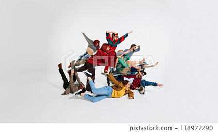 Looking forward for the best shopping deals. Group of stylish people, men and women in a rush, expressing excitement and urgency. Looking forward for the best shopping deals. Group of stylish people, men and women in a rush, expressing excitement and urgency. 118972290