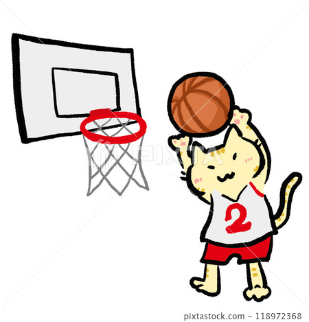 可愛的棕色虎斑貓灌籃 118972368