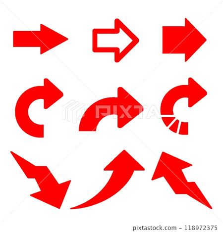 一組紅色箭頭 一組紅色箭頭 118972375