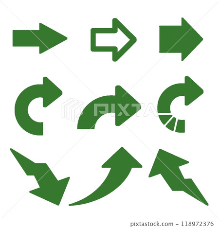 一組綠色箭頭 118972376