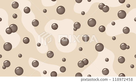 Background with milk stains with tapioca, tapioca pearls and bubble milk green tea wave, bubble milk green tea wave background vector illustration, seamless pattern with tapioca pearls Background with milk stains with tapioca, tapioca pearls and bubble milk green tea wave, bubble milk green tea wave background vector illustration, seamless pattern with tapioca pearls 118972458