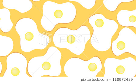 Background with fried eggs with yolk on yellow background, fried eggs seamless pattern wallpaper on yellow background, protein food print, pattern with cartoon fried eggs, breakfast with eggs Background with fried eggs with yolk on yellow background, fried eggs seamless pattern wallpaper on yellow background, protein food print, pattern with cartoon fried eggs, breakfast with eggs 118972459