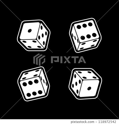 Set of dice on black background. Vector 118972542